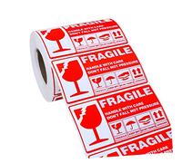 Gatuida Autocollants Fragile en Papier Rouge 300 Étiquettes d'Avertissement Adhésives Autocollants d'Emballage à Manipuler avec Précaution pour Transport et Expédition
