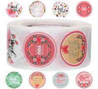 Gatuida Autocollants Merci pour Emballage Étiquettes Adhesives pour Sceau Enveloppe et Sachet Alimentaire Stickers Thème Remerciement pour Petites Entreprises Faciles à Décoller et