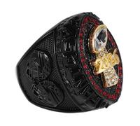 Gatuida Bague de Champion de Ligue de Football Fantasy Noire, Taille 11, Bague Trophée de Récompense du Football Pierre Rouge 2026, Bijou Sportif pour Fan de Foot et Collectionneur