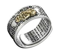 Gatuida Bague Homme Réglable Style Vintage Feng Shui Créature Mythique Protection Anneau Doigt Argenté