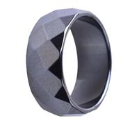 Gatuida Bague Large en Météorite Noire pour Homme Multiples Facettes, Bague Unique, pour Anniversaire ou Fête, Protège Contre les Énergies Négatives