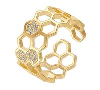 Gatuida Bague Ouverte En or 14 Carats Zircon Micro-incrusté, Anneau Géométrique Femme, Bijou De Doigt Pour Fiançailles Et Voyages, Design Moderne Ajustable