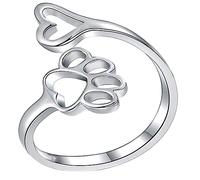 Gatuida Bague Ouverte Réglable En Alliage, Bague Créative Cœur Et Empreinte De Chien, Bijou Vintage Pour Femme, Style Rétro, Présent Quotidien Et Occasions Spéciales