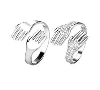 Gatuida Bagues de Couple en Cuivre Zircon, Anneau Ouvert pour Amoureux