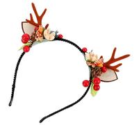 Gatuida Bandeau Cerf de Noël avec Cornes et Pommes de Pin Décoratives Serre-tête Festif pour Fête Hiver et Accessoires Cheveux Féminins