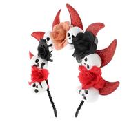 Gatuida Bandeau D'halloween pour Femmes avec Cornes de Démon, Crâne Floral et Design Élastique, Accessoire Polyvalent pour Fêtes à Thème et Célébrations