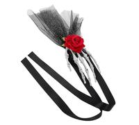 Gatuida Bandeau Halloween Main Squelette avec Rose Rouge et Voile Floral Accessoire Coiffure Unique pour Fête Cosplay et Déguisement