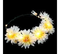 Gatuida Bandeau Lumineux LED à Fleurs Blanc Cassé Guirlande Accessoire de Coiffure Décoratif pour Fête Hawaïenne Carnaval et Soirée Costumée Taille Unique Adaptable