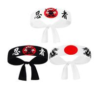 Gatuida Bandeaux Karaté Ninja Japonerie Lot De 3 en Polyester Accessoires Multifonctions Cuisine Et Sport Convient Aux Hommes Et Femmes