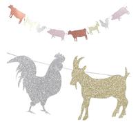 Gatuida Banderole Décoration Fête Anniversaire Thème Ferme Animaux en Papier Beige à Suspendre Unique pour Intérieur et Extérieur Accessoire Photo et Ambiance Festive