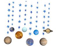 Gatuida Bannière en Papier Thème des Planètes - 8 Fanions Décoratifs - Guirlande Scintillante pour Décorations Fête Anniversaire et Fond de Scène