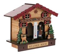 Gatuida Baromètre Mural Bois avec Thermomètre Hygromètre Analogique Mesure Intérieure Extérieure de Température et Humidité Station Météo Murale Décorative pour Maison et Sauna