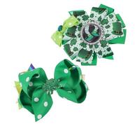 Gatuida Barrettes à Cheveux Accessoires Coiffure pour Garçon et Filles 2pcs Feuille à Quatre Lobes Verte en Métal et Polyester pour Décorations et Parade Saint-patrick