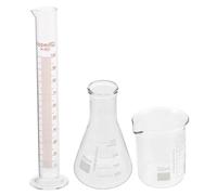 Gatuida Bécher 250 Ml, Bouteille Conique Erlenmeyer 250 Ml, Cylindre Gradué 100 Ml Instruments de Mesure Précis pour Expériences Scientifiques Cuisine
