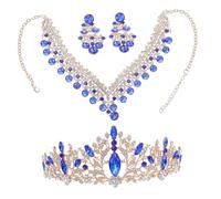 Gatuida Bijoux Couronne et Boucles Oreilles pour Femmes Tête Rhinestone Élégant pour Mariage Set Collier Mariage Chic Confort Longue Durée pour Mariée et Gala