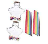 Gatuida Bocal à Souhaits en Plastique Transparent avec 2 Contenants D’étoile, 1080 Étoiles en Papier Origami Coloré, Décoration Maison Créative pour Anniversaire et Chambre D’garçon