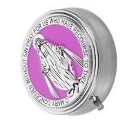 Gatuida Boîte à Chapelet Catholique Métal Robuste avec Design Saint Bénédict et Vierge Coffret Souvenir pour Perles de Prière Bijoux Baptême et Première Communion Cadeau Religieux pour