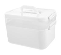 Gatuida Boîte à Outils de Manucure Double Couche Blanche en Polypropylène Boîte de Rangement Pratique Poignée pour Vernis à Ongles et Accessoires Nail Art Portable et Solide Usage