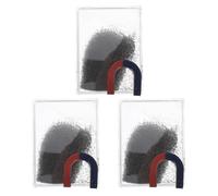 Gatuida Boîte de 3 boîtes de limaille de fer avec aimant en fer à cheval : outil de démonstration du champ magnétique, instrument pédagogique d'électromagnétisme.