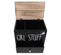 Gatuida Boîte de Rangement en Bois Noire pour Tampons et Serviettes Hygiéniques avec Couvercle Hermétique, Grand Espace de Rangement, Organisateur Compact pour Salle de Bain, Accessoire