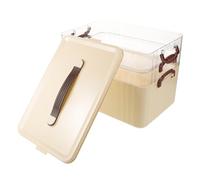 Gatuida Boîte de Rangement pour Remède 3 Niveaux Crème avec Poignée - Grand Conteneur en Plastique Résistant à L’Humidité - Organisation Familiale pour Maison Bureau et Voyage