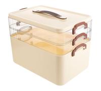 Gatuida Boîte de Rangement pour Remède Portable avec Poignée, Boîte D’Organisation D’Urgence Familiale, Plastique Beige, 3 Niveaux, Grosse Capacité, Visibilité Transparente,