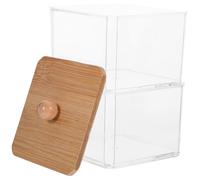 Gatuida Boîte de Rangement Transparente 2 Couches et Disques de Coton en Robuste Couvercle Facile à Ouvrir, Organisation Salle de Bain, Ensemble Polyvalent pour Accessoires
