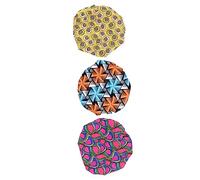 Gatuida Bonnet de Nuit en Satin Imprimé Batik 3 Pièces Taille Garçon et Filles Élastique pour Tout-petit Maintien Coiffure Sommeil Usage Nocturne Couleurs Assorties
