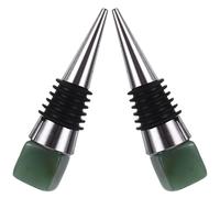 Gatuida Bouchon de Bouteille de Vin en Cristal Vert Alliage D'aluminium Solide 2 Pièces Joint Hermétique Réutilisable pour Bouteille de Vin Rouge à Domicile