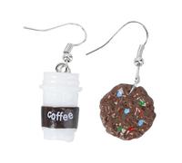 Gatuida Boucles D’oreilles Fantaisie Biscuits et Tasse Café, Résine Colorée, Pince à Oreille Ludique, Femme, Bijou pour Après-midi et Fête, Modèle Unique Suspendu