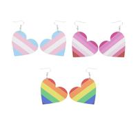 Gatuida Boucles D'oreilles Arc-en-ciel Pendantes, 3 Paires, Cuir Pu, Style Créatif et Délicat, Décoratives, pour Femmes, Thème Lgbt