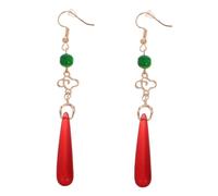 Gatuida Boucles d'Oreilles Chinoises Pendantes Rouges de Larme Style Rétro Ethnique pour Femmes Pierres Brillantes Cosplay Robe Traditionnelle Accessoires Élégants