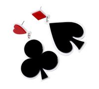 Gatuida Boucles D'oreilles De Carte à Poker Asymétriques En Acrylique Rouge Et Noir, Boucles D'oreilles Imposantes Pour Femmes, Bijoux Fantaisie D'été, Légères Et Originales