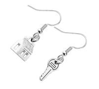 Gatuida Boucles D'oreilles Décoratives Maison et Clé, Métal Hypoallergénique, Pendantes Élégantes pour Femmes, Présent Déménagement et Nouvel Arrivant, Design Créatif et Léger