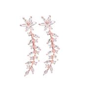 Gatuida Boucles Doreilles Fleur Incrusté Style Européen et Américain Forme Or Rose Boucle Doreille Grimpante pour Femme Accessoire de Mariage et Soirée