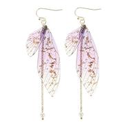 Gatuida Boucles D'oreilles Pendantes Ailes D'insecte Perles Synthétiques Dégradées Métal Doré Bijoux Femme Mariage Plage Printemps