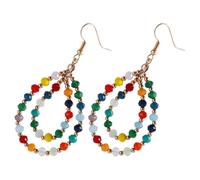 Gatuida Boucles d'Oreilles Pendantes Double Cercle en Cristal Multicolore Légères Décoratives et Originales pour Femmes Style Fantaisie Accessoires Mode Élégants pour Toutes Occasions