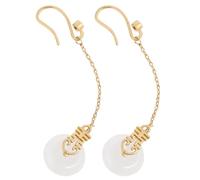 Gatuida Boucles d'Oreilles Pendantes Vintage en Jade pour Femmes Bijoux en Jade Naturel Pendentifs Double Félicité Style Long Franges Matériau Sûr Adapté aux Peaux Sensibles pour