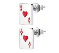 Gatuida Boucles D'oreilles Poker Décoratives En Acier Inoxydable Titane Pour Femme, Accessoire Bijouterie Fille, Design Cœur Trèfle As Pique, Usage Quotidien Et Fête
