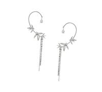 Gatuida Boucles D'oreilles Sans Piercing à Pompons Longs En Zircone Cubique Argentée, Manchette D'oreille Élégante Pour Femmes, Bijoux Légers Tenue Quotidienne