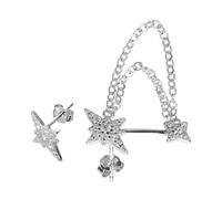 Gatuida Boucles Oreilles Clous Piercing Argentés avec Chaîne Asymétrique Étoile à Branches pour Femmes Élégantes