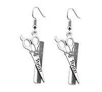 Gatuida Boucles Oreilles Forme de Peigne et Ciseaux pour Femmes Accessoire de Mode Élégant Créatif pour Coiffeurs et Stylistes Parfait pour Toutes Occasions