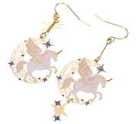 Gatuida Boucles Oreilles Licorne Asymétriques Fantaisie pour Fille Bijoux Légers et Brillants Design Créatif Lune et Étoile Cadeau Mode Femme