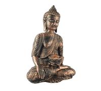 Gatuida Bougeoir Artisanal en Résine Dorée, Statuette Bouddha Décorative de Bureau, Porte-Bougies Chauffe-Plat Artistique, Décoration Maison et Spirituelle, Accessoire Déco Vintage
