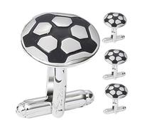 Gatuida Boutons De Manchette Football Ronds en Métal, Lot De 4 Pièces, Style Sportif, pour Hommes, Usage Professionnel Et Cérémonie, Design Ballon De Football, Accessoires pour Chemise Business