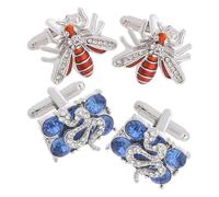 Gatuida Boutons de Manchette pour Costume d'affaires Ensemble 2 Paires Style Serpent Vintage Métal Argenté Rectangulaire Orné de Cristaux Accessoires Homme pour Soirée Mariage et