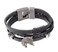 Gatuida Bracelet Cuir Homme Tressé Multi-fils à Tête de Ajustable et Créatif Style Unique pour Poignet Masculin