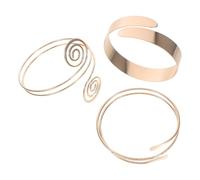 Gatuida Bracelet de Bras pour Femme 3 Pièces en Métal Doré Lisse Joncs Géométriques en Or Accessoires Élégants pour Mariage Soirée et Usage Quotidien