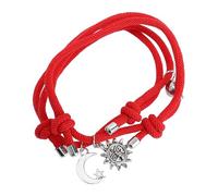 Gatuida Bracelet en Corde Tressée Rouge Lot de 2 Breloques Soleil et Lune, Bracelet Étoile pour Élève et Couple, Accessoire Mode pour Saint-valentin, Présents Amitié et Anniversaire