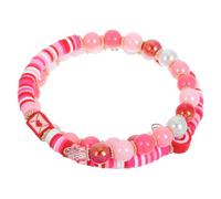 Gatuida Bracelet Extensible en Pâte Polymère Perles et Motif Cœur Romantique, Taille Ajustable, Accessoire Féminin Spécial Saint-valentin, Présent pour Professeur et Amoureux